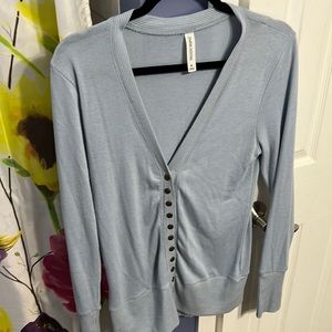 Light blue staple cardigan with snap buttons by Zenana Outfitters